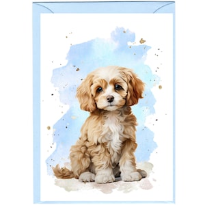 Gepersonaliseerde cavapoo/doodle hondenwenskaart (6" x 4") met envelop - ideaal voor elke gelegenheid.  Kan desgewenst leeg worden gelaten