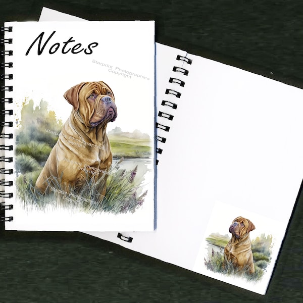 Cuaderno para perros Dogue de Bordeaux / Bloc de notas con imagen en cada página - Gran regalo para cualquier amante de los perros