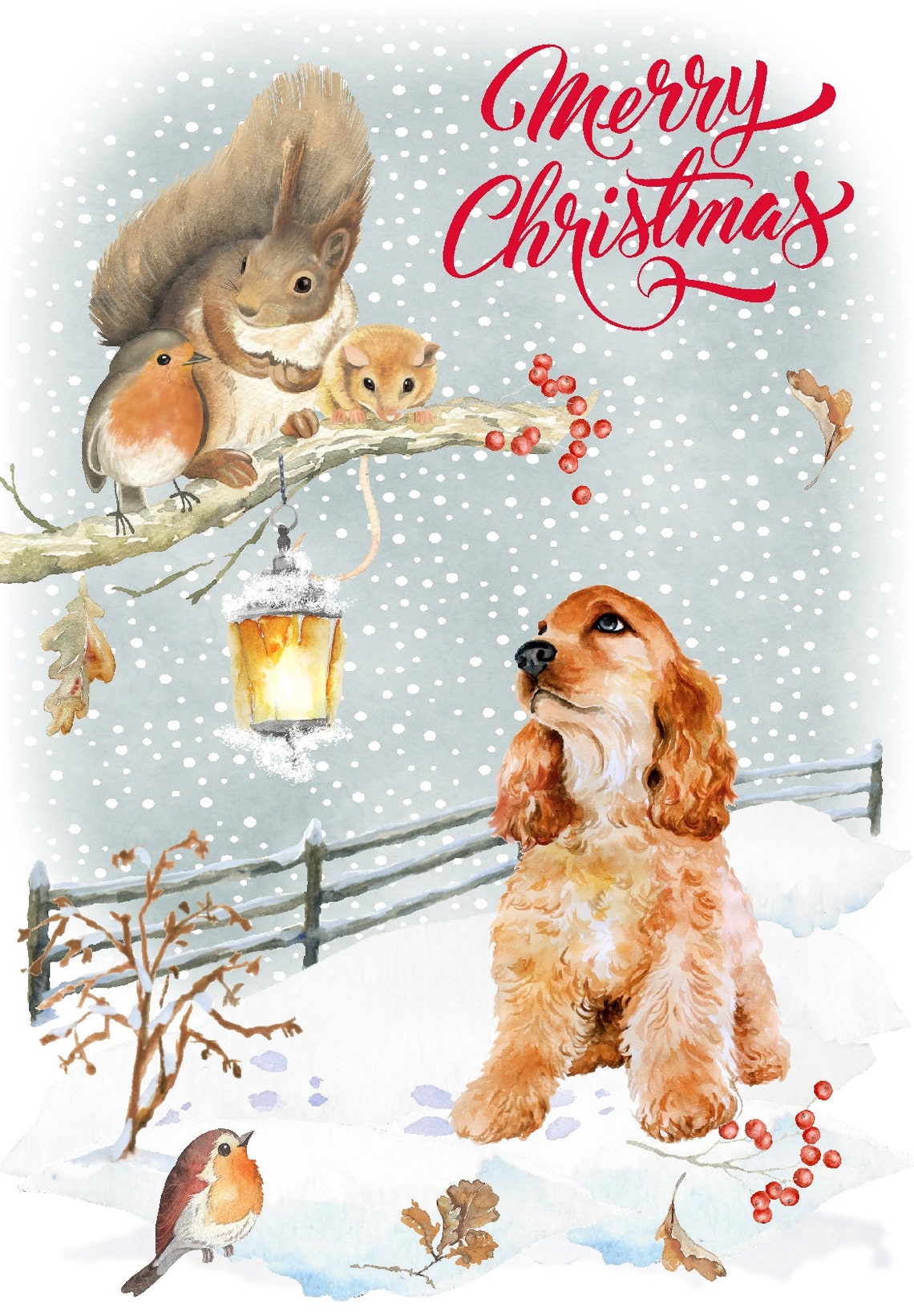Cocker Spaniel (gold) Dog Christmas Card (6" X 4") Blank Inside - With ...