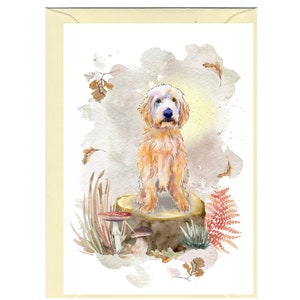 Gepersonaliseerde Labradoodle Golden Dog-wenskaart (6" x 4") met envelop.  Kaart kan indien gewenst blanco worden gelaten