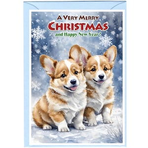 Tarjeta de Navidad Corgi Dog (6" x 4") Interior en blanco - con sobre. Artículo perfecto para cualquier amante de los perros.