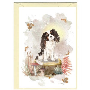 Tarjeta de felicitación o nota personalizada con el nombre del perro Cavalier King Charles Spaniel (6" x 4") con sobre. Puede dejarse en blanco si lo prefiere