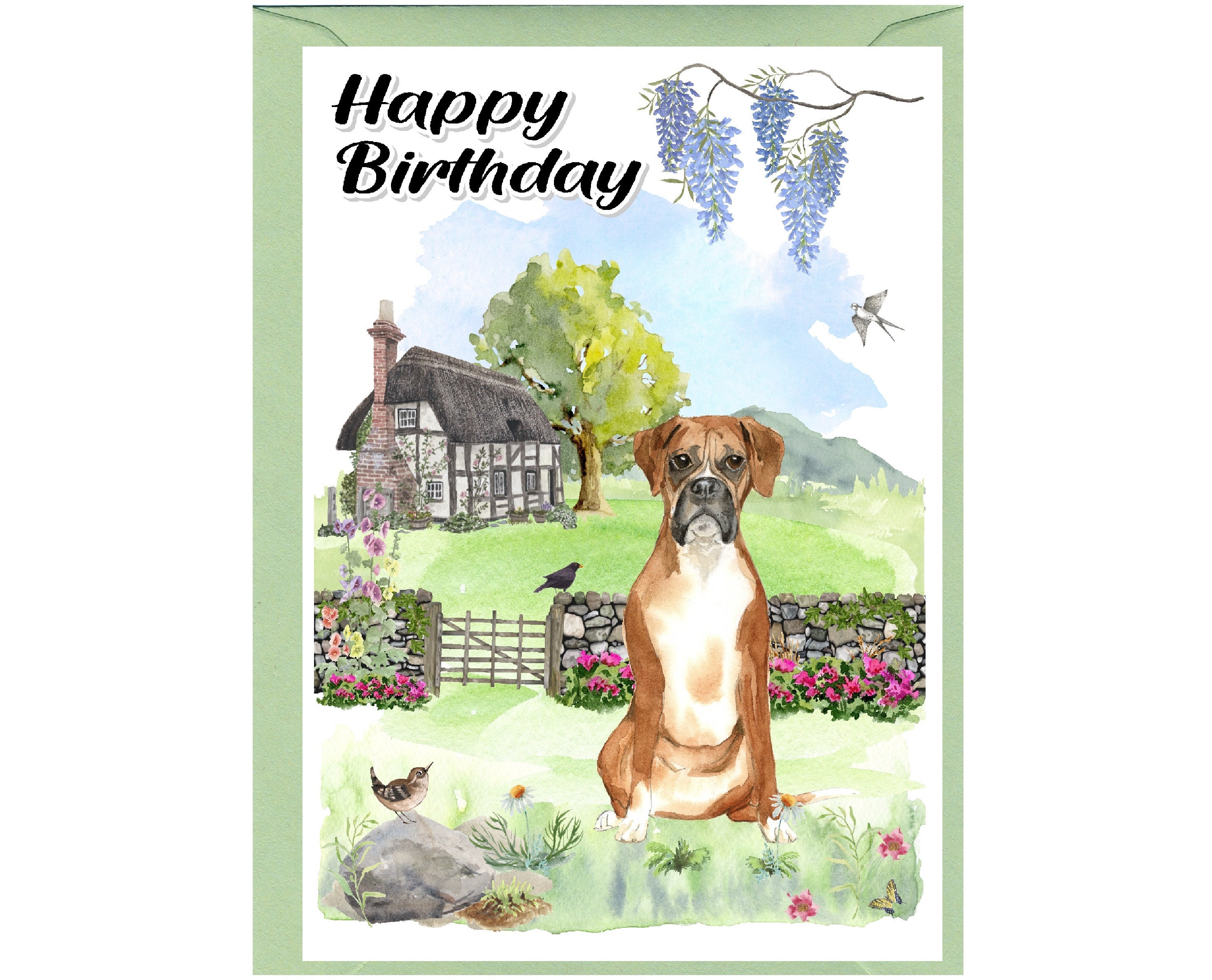 Boxer Dog Joyeux Anniversaire Carte 6x 4 Avec Etsy France