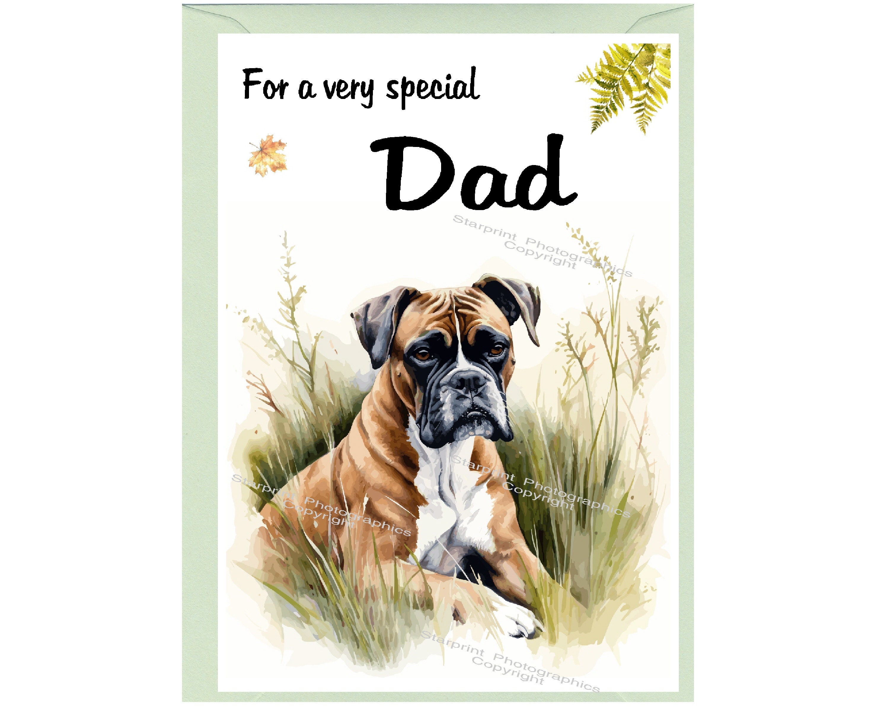 Boxer Dog Blank Card /notelet for DAD (6" X 4") With Envelope - Ideal ...