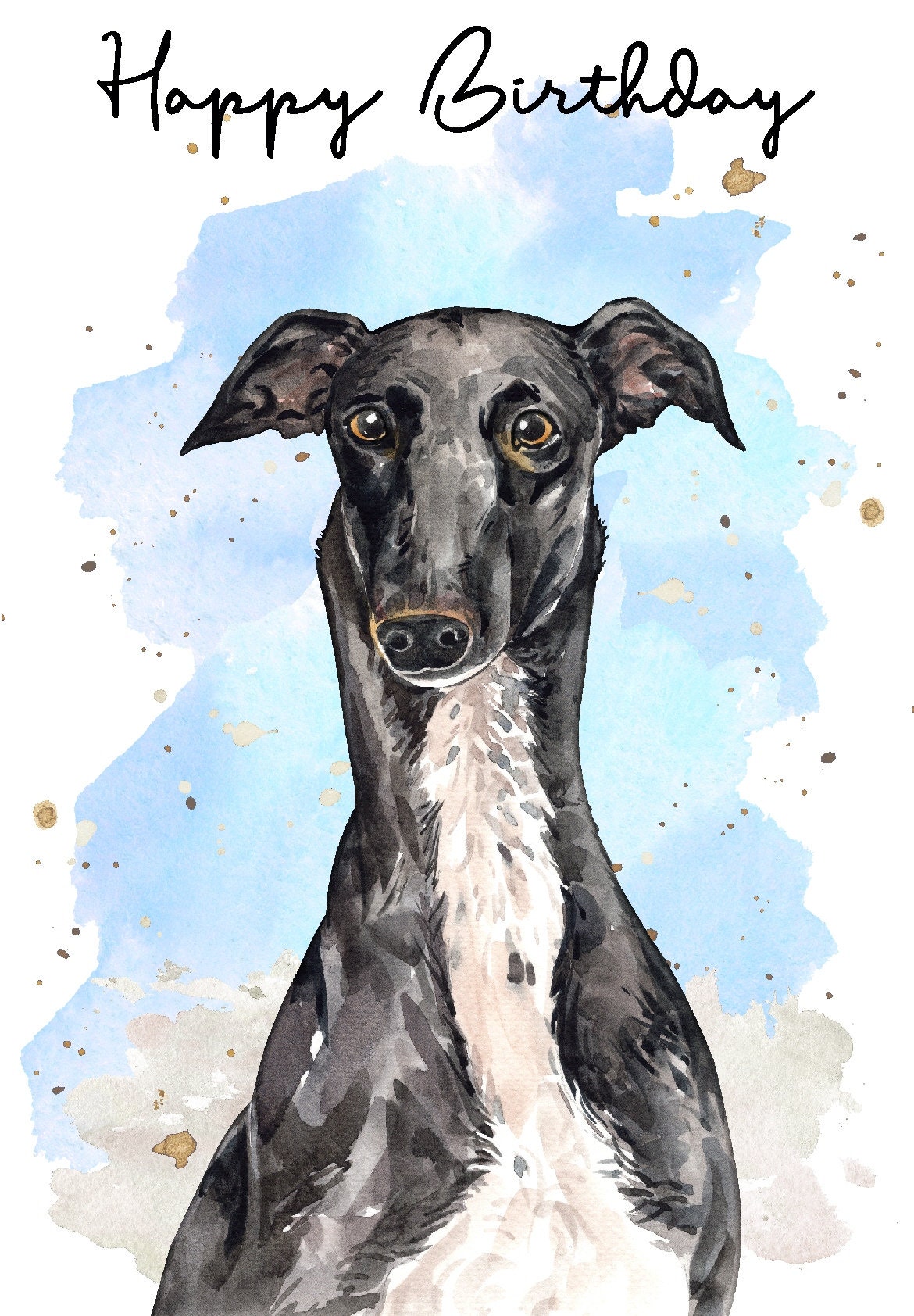 Greyhound Dog "happy Birthday" Card (6" X 4") With Envelope - Blank ...
