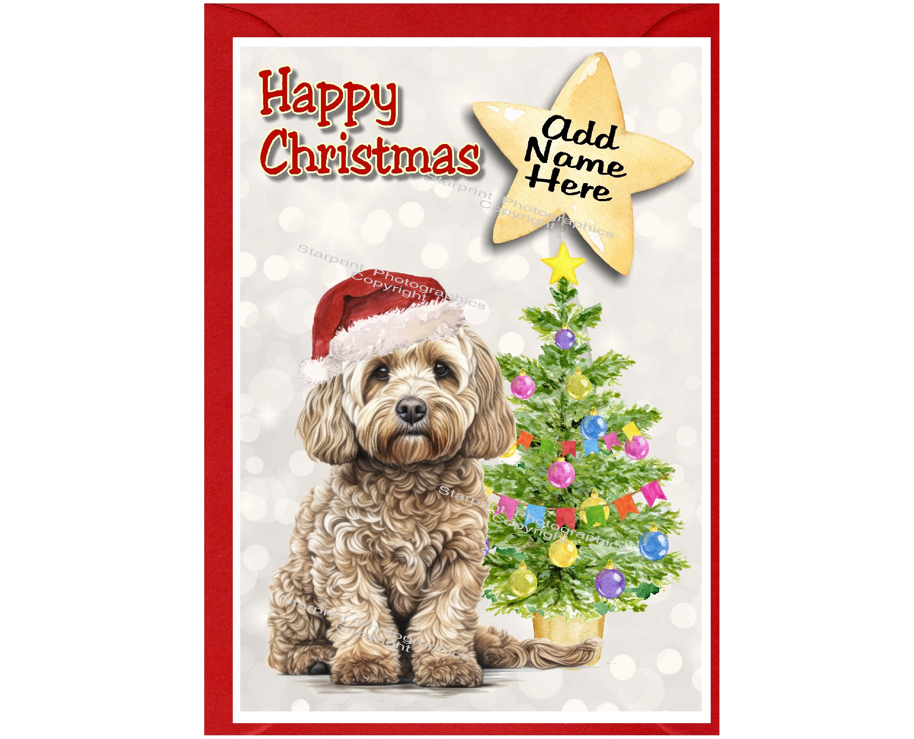 Personalised Cockapoo / Doodle Cream Dog Christmas Card (6" X 4") Blank ...