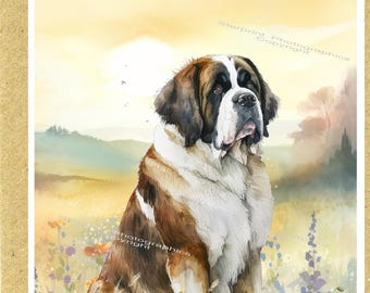 セントバーナード犬の「ありがとう」カード (6 インチ x 4 インチ) と