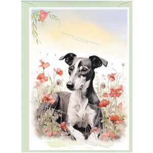Gepersonaliseerde Whippet Dog-wenskaart (6 x 4 inch) met envelop: ideaal voor elke gelegenheid.  Kan desgewenst leeg worden gelaten
