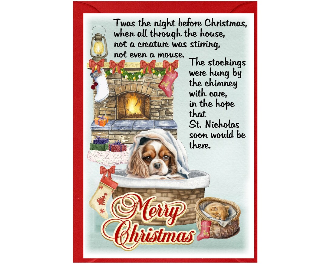 Cavalier King Charles Spaniel Dog Christmas Card (6" X 4") Blank Inside ...