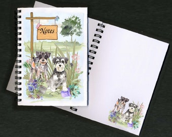 Miniature Schnauzer (Duo) Dog Notebook / Notepad "Landscape Gardener Design" with picture on each page - Great Gift for any Dog Lover