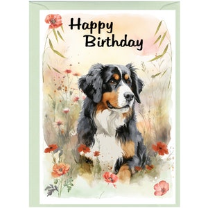 Berner Sennenhund Geburtstagskarte (15 x 10 cm) mit Umschlag - Leere Innenseite für Ihre eigene Nachricht. Perfekt für jeden Hundeliebhaber.