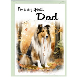 Rough Collie (Lassie) Hund Blanko Karte / Notelet für DAD (6 "x 4"") mit Umschlag - Ideal für Vatertag, Geburtstag, etc.