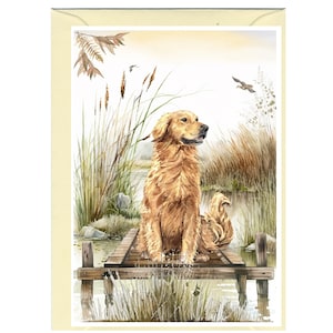 Tarjeta de felicitación/nota personalizada de Golden Retriever (15 x 10 cm) con sobre. Ideal para cualquier ocasión. Se puede dejar en blanco si se prefiere.