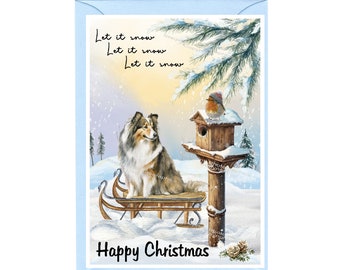Shetland Sheepdog / Sheltie Dog Christmas Card (6" x 4") Blank inside - with Envelope.  Perfect item for any Dog Lover