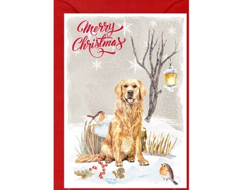 Flatcoated Retriever Dog A6 Christmas Card 4"x6" Blank inside by Starprint 