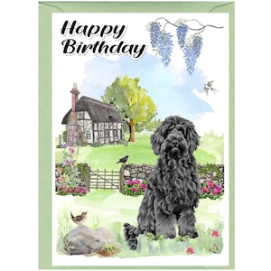 Labradoodle / Doodle Dog "Happy Birthday" Card (6" x 4") with Envelope - Blank inside for your own message. Perfect for any dog lover