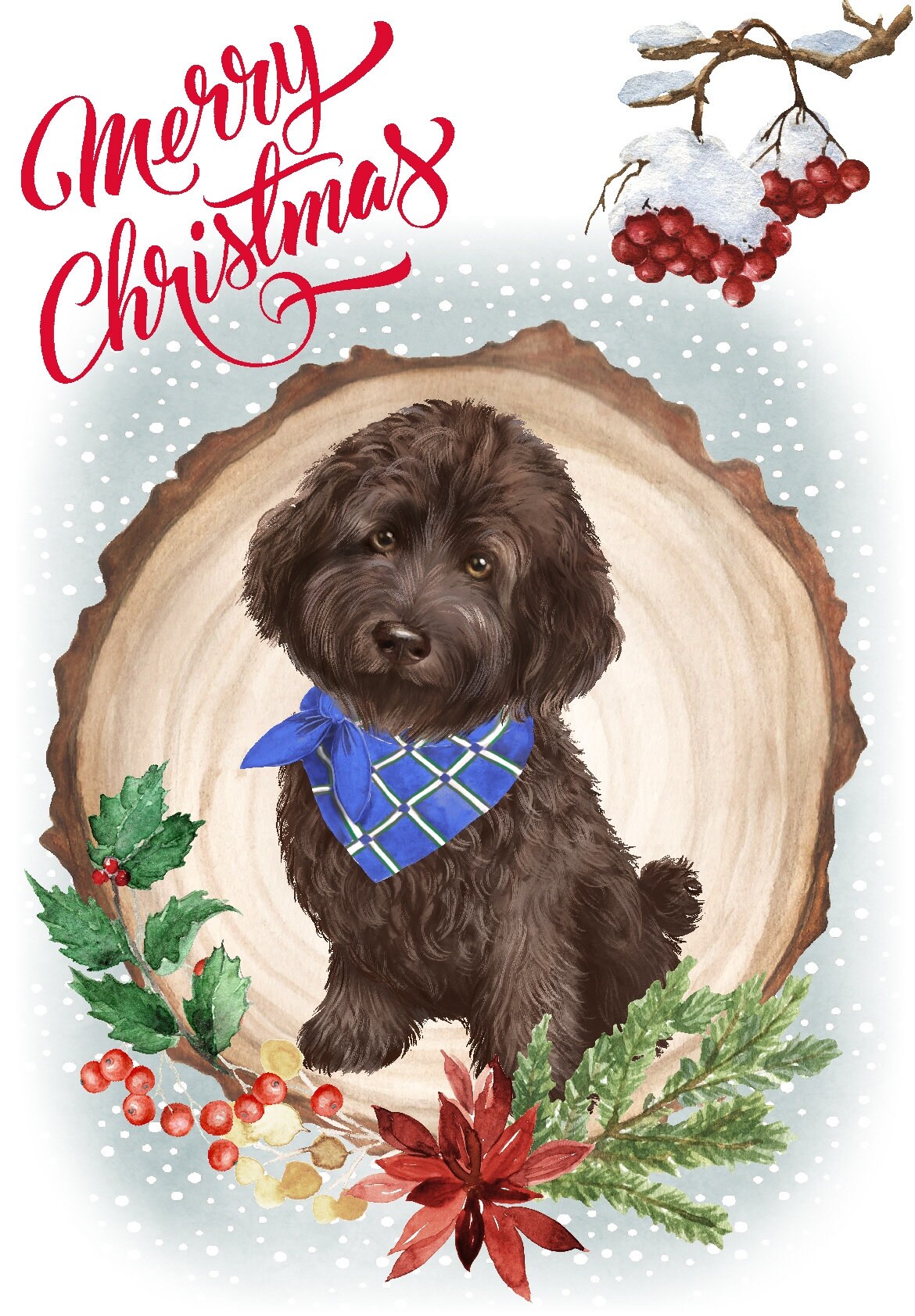 Cockapoo / Doodle Dog Christmas Card (6" X 4") Blank Inside - With ...