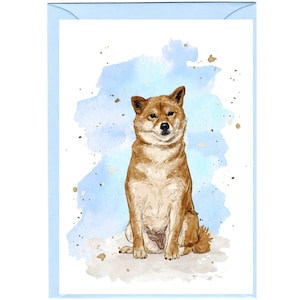 Gepersonaliseerde Shiba Inu-hondenwenskaart (6 x 4 inch) met envelop: ideaal voor elke gelegenheid.  Kan desgewenst leeg worden gelaten