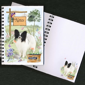 Papillon vlinder honden notitieboek / notitieblok "Landscape Gardener Design" met afbeelding op elke pagina - geweldig cadeau voor elke hondenliefhebber