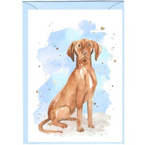 Carte de voeux/notelet personnalisés pour chien Vizsla hongrois (6 x 4 po.) avec enveloppe. La carte peut être laissée vierge si vous préférez.