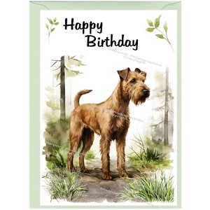 Irish Terrier Hund ""Happy Birthday"" Karte (6 "x 4"") mit Umschlag - Leer für Ihre eigene Nachricht." Perfekt für jeden Hundefreund