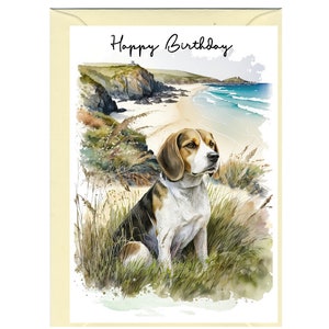 Beagle Hund ""Happy Birthday"" Karte (6 "x 4"") mit Umschlag - Leer für Ihre eigene Nachricht." Perfekt für jeden Hundefreund