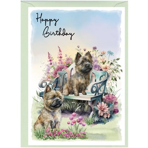 "Cairn Terrier Hund ""Happy Birthday"" Karte (15,5 x 10 cm) mit Umschlag - Leer für Ihre eigene Nachricht." Perfekt für jeden Hundefreund