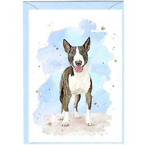 Biglietto d'auguri/notelet personalizzato per cane Bull Terrier (colorato) (6" x 4") con busta - Può essere lasciato vuoto se si preferisce