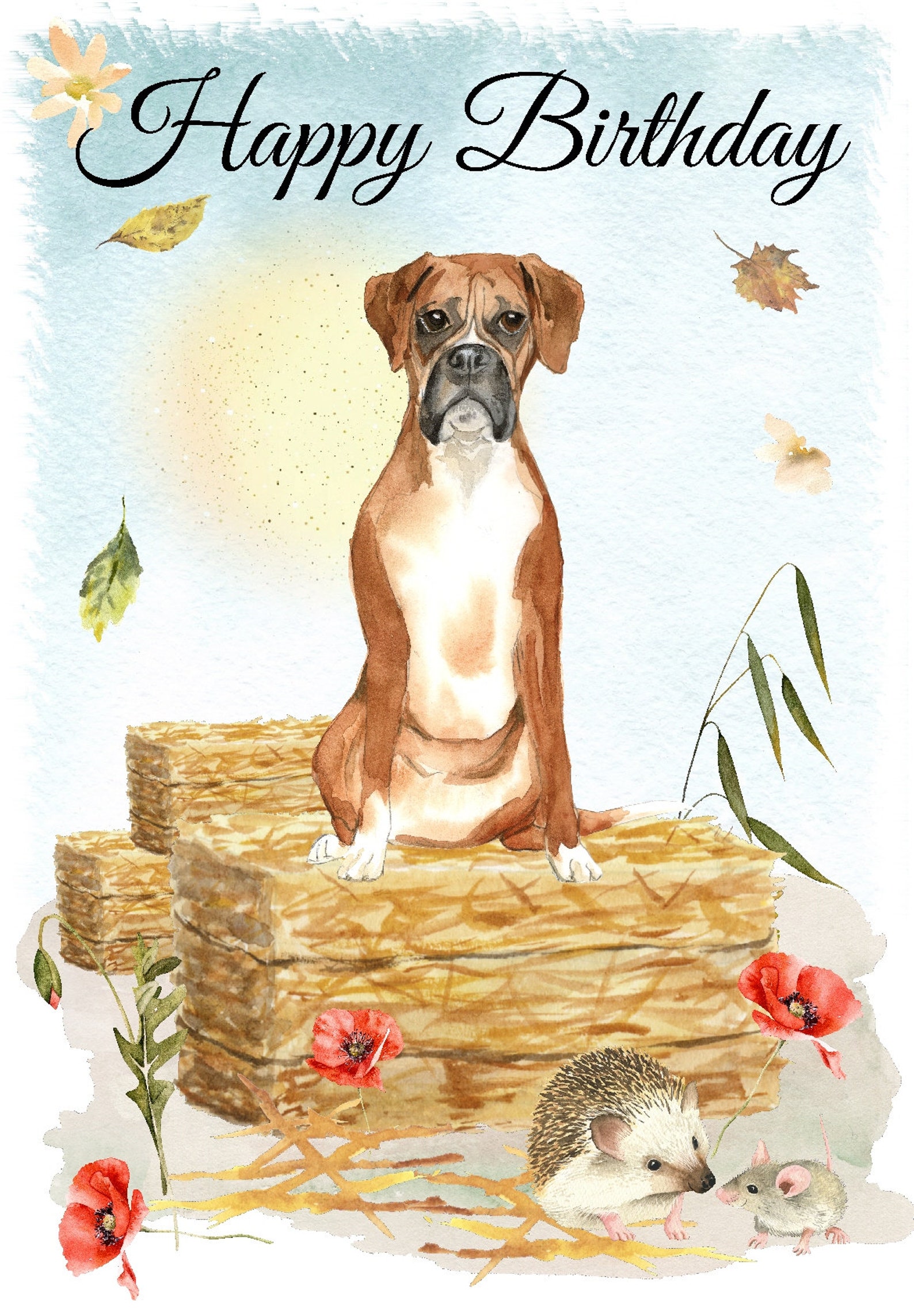 Boxer Dog happy Birthday Card 6x 4 - Etsy