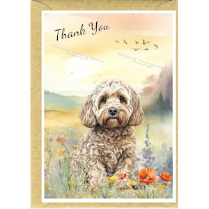 "Cockapoo creme Hund ""Danke"" - Karte (6 "x 4 ") mit Umschlag - Leere Innenseite für Ihre eigene Nachricht."