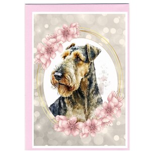 Gepersonaliseerde Airedale Terrier-hondenwenskaart (6 x 4 inch) met envelop - ideaal voor elke gelegenheid. Kan desgewenst leeg worden gelaten