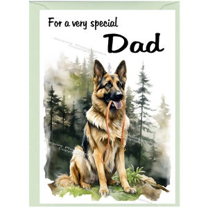 Deutscher Schäferhund Blanko Karte für DAD (6 "x 4") mit Umschlag - Ideal für Vatertag, Geburtstag, etc.
