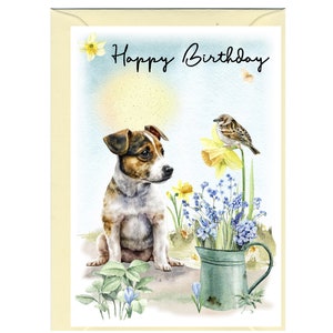 Jack Russel Terrier Hund ""Happy Birthday"" - Karte (15,5 x 10 cm) mit Umschlag - innen leer für Ihre eigene Nachricht." Perfekt für jeden Hundefreund