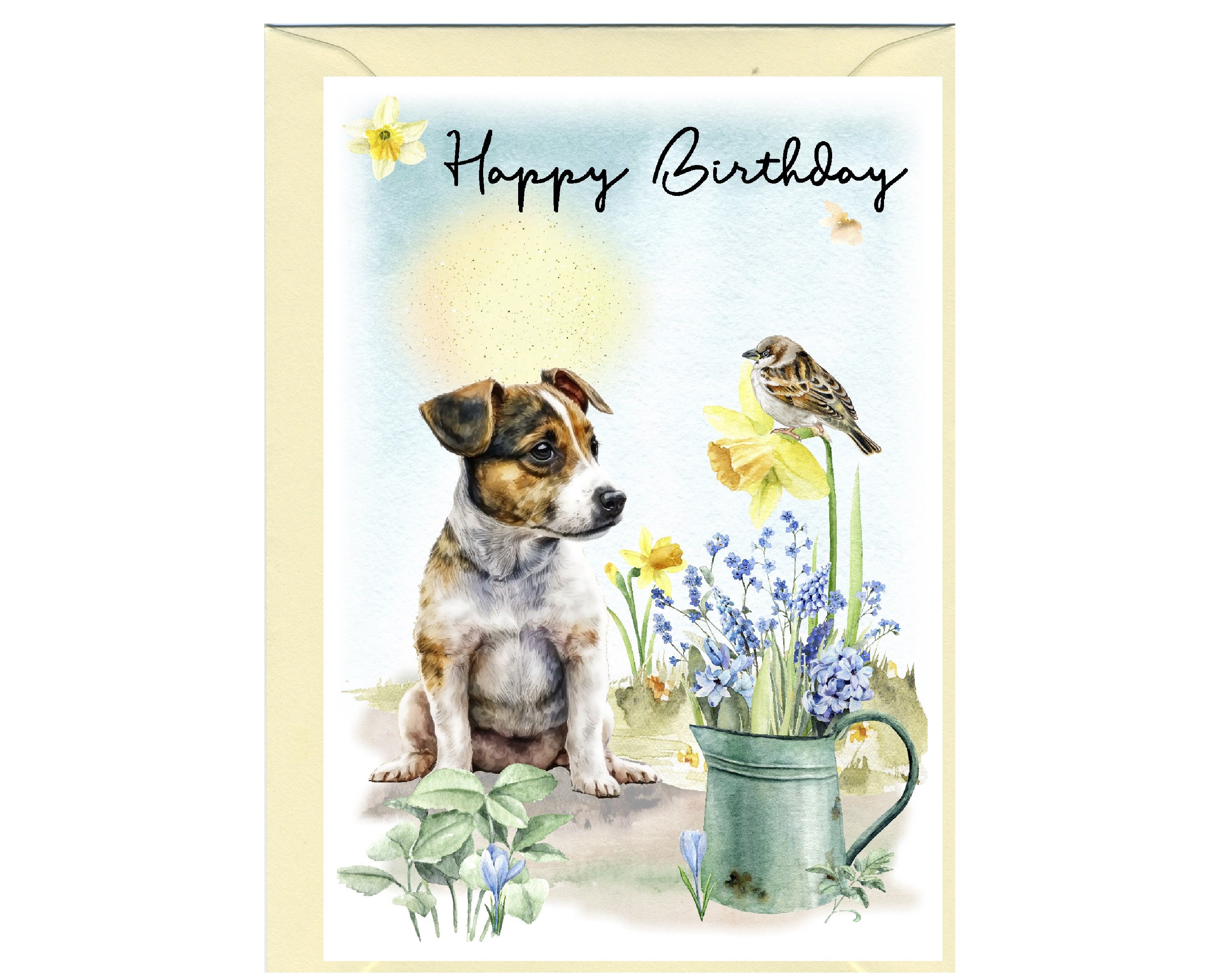 Old English Co. Aquarell-Hundekarte – Jack Russell Terrier, Blanko Innen
