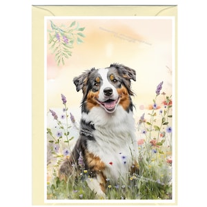 Biglietto di auguri/biglietto di auguri personalizzato per pastore australiano (6" x 4") con busta. Può essere lasciato vuoto se si preferisce