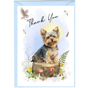 "Bedankkaart" hond Yorkshire Terrier (6" x 4") met envelop - blanco binnenkant voor je eigen bericht. Perfect voor elke hondenliefhebber.