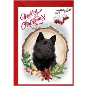 Tarjeta de Navidad para perros Schipperke (6" x 4") Interior en blanco - con sobre. Artículo perfecto para cualquier amante de los perros.