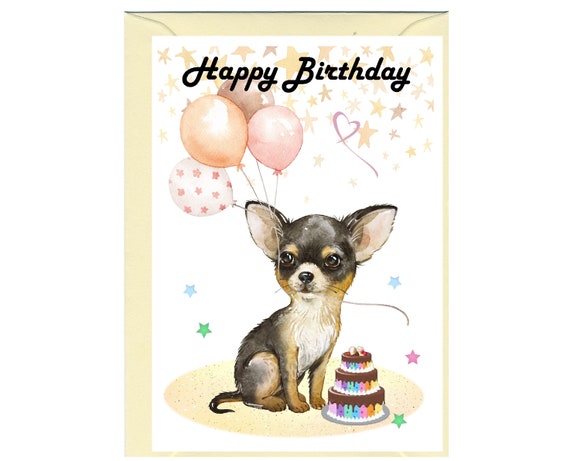 Chihuahua Dog happy Birthday Card 6x - Etsy