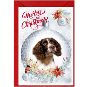 English Springer Spaniel Dog Christmas Card (6" x 4") Pusta w środku - z kopertą. Idealny przedmiot dla każdego miłośnika psów