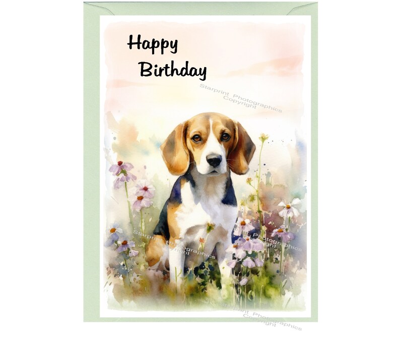 Beagle Dog "happy Birthday" Card (6" X 4") With Envelope - Blank Inside ...