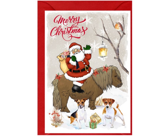 Biglietto di Natale Across the Miles, design artistico con cani