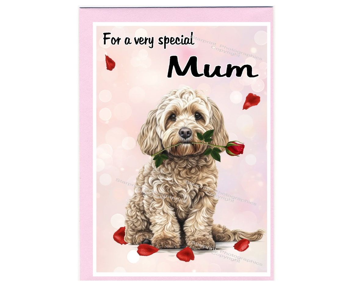 Cockapoo / Doodle Dog Blank Card /notelet for MUM (6" X 4") With ...