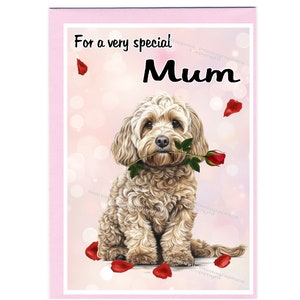 Cockapoo / Doodle Dog Blank Card /Notelet for MUM (6" x 4") with Envelope - Ideal Mothers Day, Birthday Card, Etc.