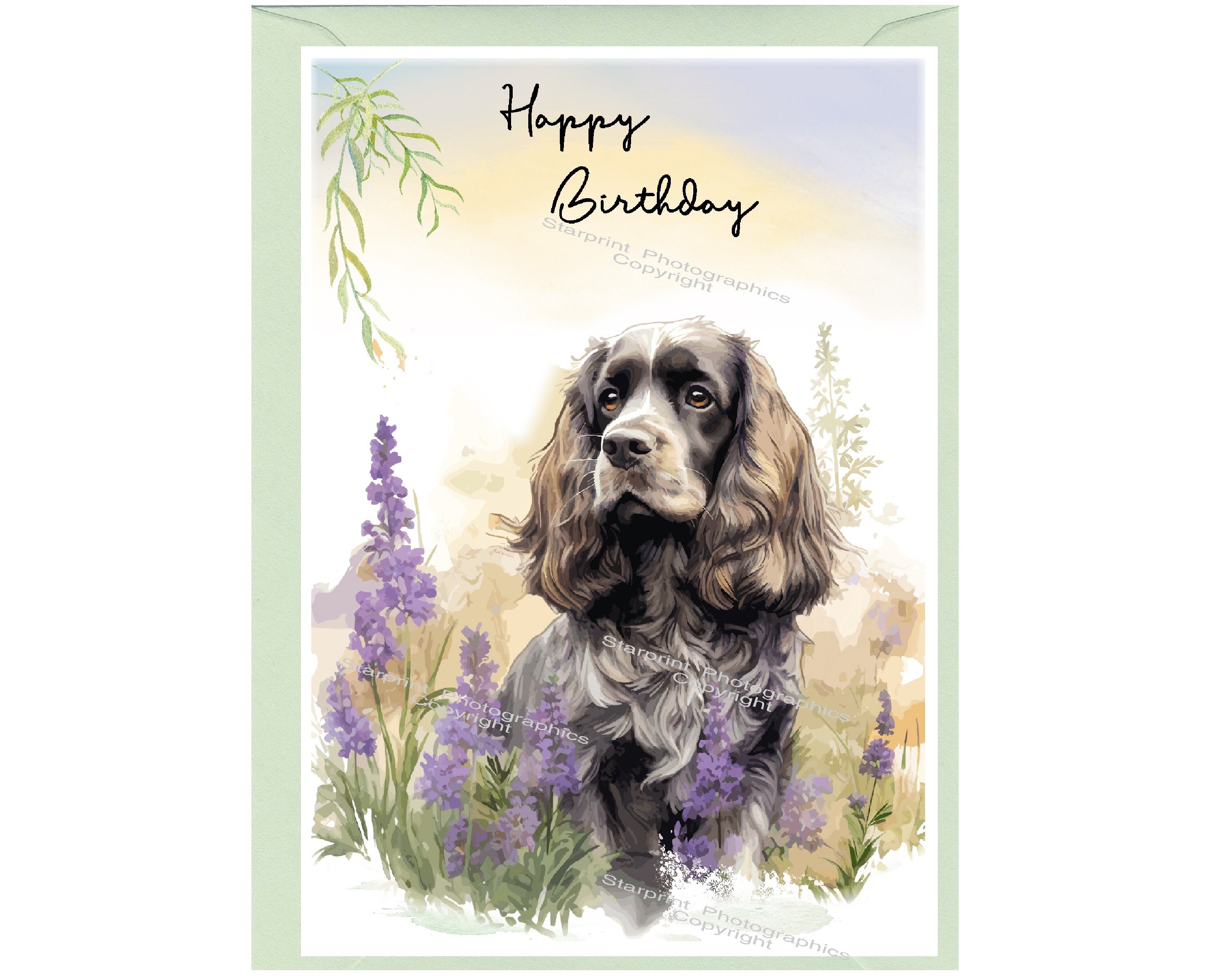 Biglietto D'auguri Con Foto Di Cucciolo Di Cocker Spaniel, Interno Bianco, Formato 144x148 Mm - 2