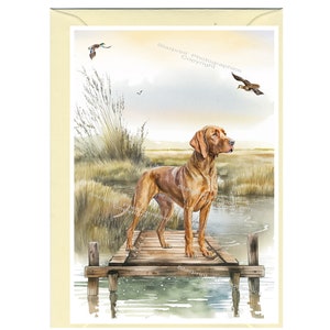 Carte de voeux/notelet personnalisés pour chien Vizsla hongrois (6 x 4 po.) avec enveloppe.  Idéal pour toutes les occasions. Peut être laissé vide si vous préférez