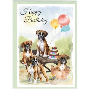 "Boxer Hund ""Happy Birthday"" Karte (6 "x 4"") mit Umschlag - Leere Innenseite für Ihre eigene Nachricht." Perfekt für jeden Hundefreund