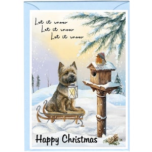 Tarjeta de Navidad para perros Cairn Terrier (6" x 4") Interior en blanco - con sobre. Artículo perfecto para cualquier amante de los perros.