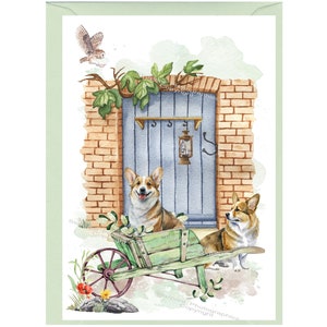 Tarjeta de felicitación personalizada para perros Corgi /Notelet (6" x 4") con sobre. Ideal para cualquier ocasión. Se puede dejar en blanco si se prefiere