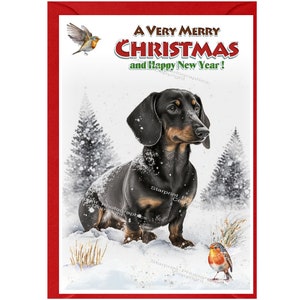 Dackel (Glatthaar) Hunde-Weihnachtskarte (15,2 x 10,2 cm), innen unbeschriftet – mit Umschlag. Perfekter Artikel für jeden Hundeliebhaber