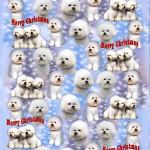 Bichon Frise Dog Christmas Gift Wrapping Paper.